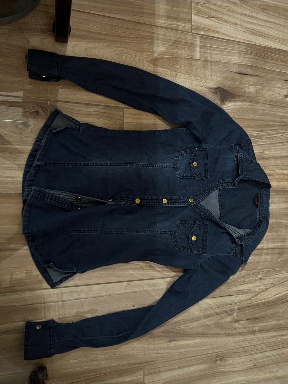 G by Guess Navy Denim Button-Down Shirt